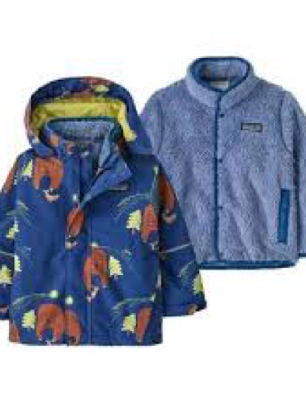 Preowned Kids' Reversible Blue Rain Jacket with Fleece Liner